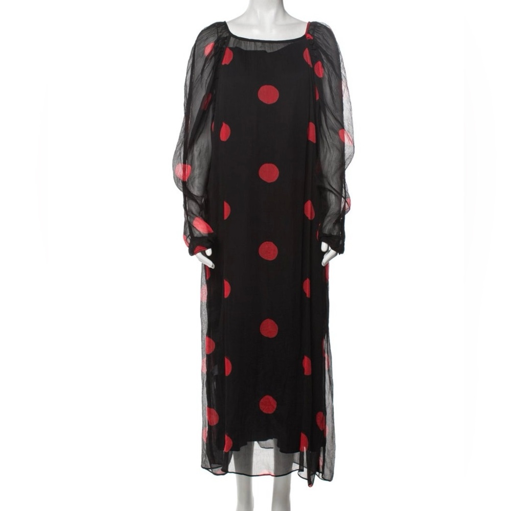 Mara Hoffman Elegant Black and Red Polka Dot Dress